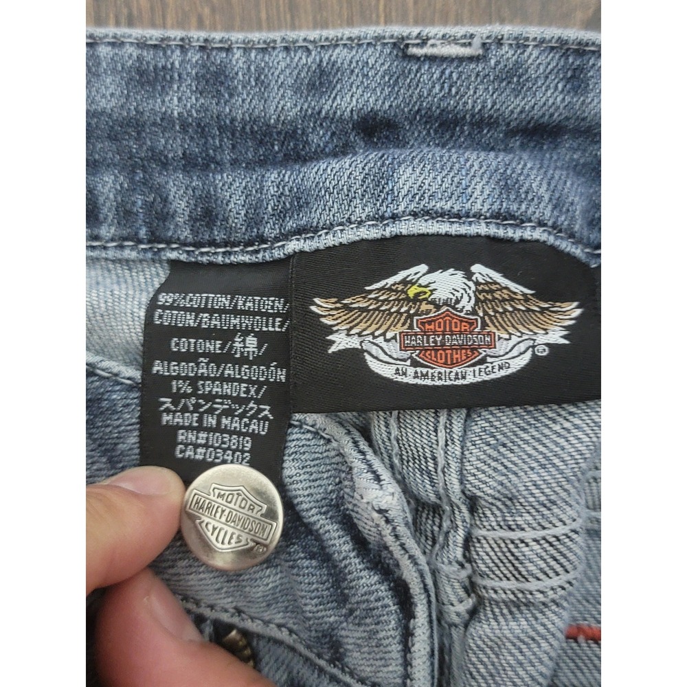 Harley Davidson Motorcycle Womens Denim Jeans Flare Leg Blue Size‎ 8 Long - Picture 8 of 11